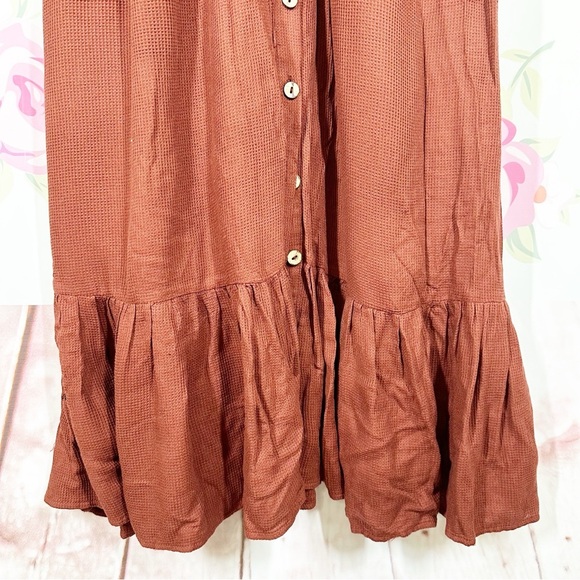 Free People Collette Floral Embroidered Rustic Brown Cinnamon Maxi Dress S - Picture 11 of 16